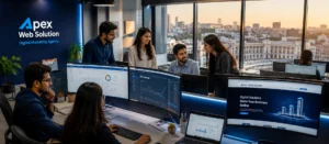 Top Digital Marketing Agency in Delhi NCR - Apex Web Solution Team Working on SEO and Web Design Projects